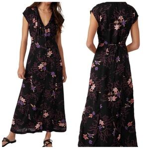 Free People Rosemary Floral Maxi Dress Black Size M